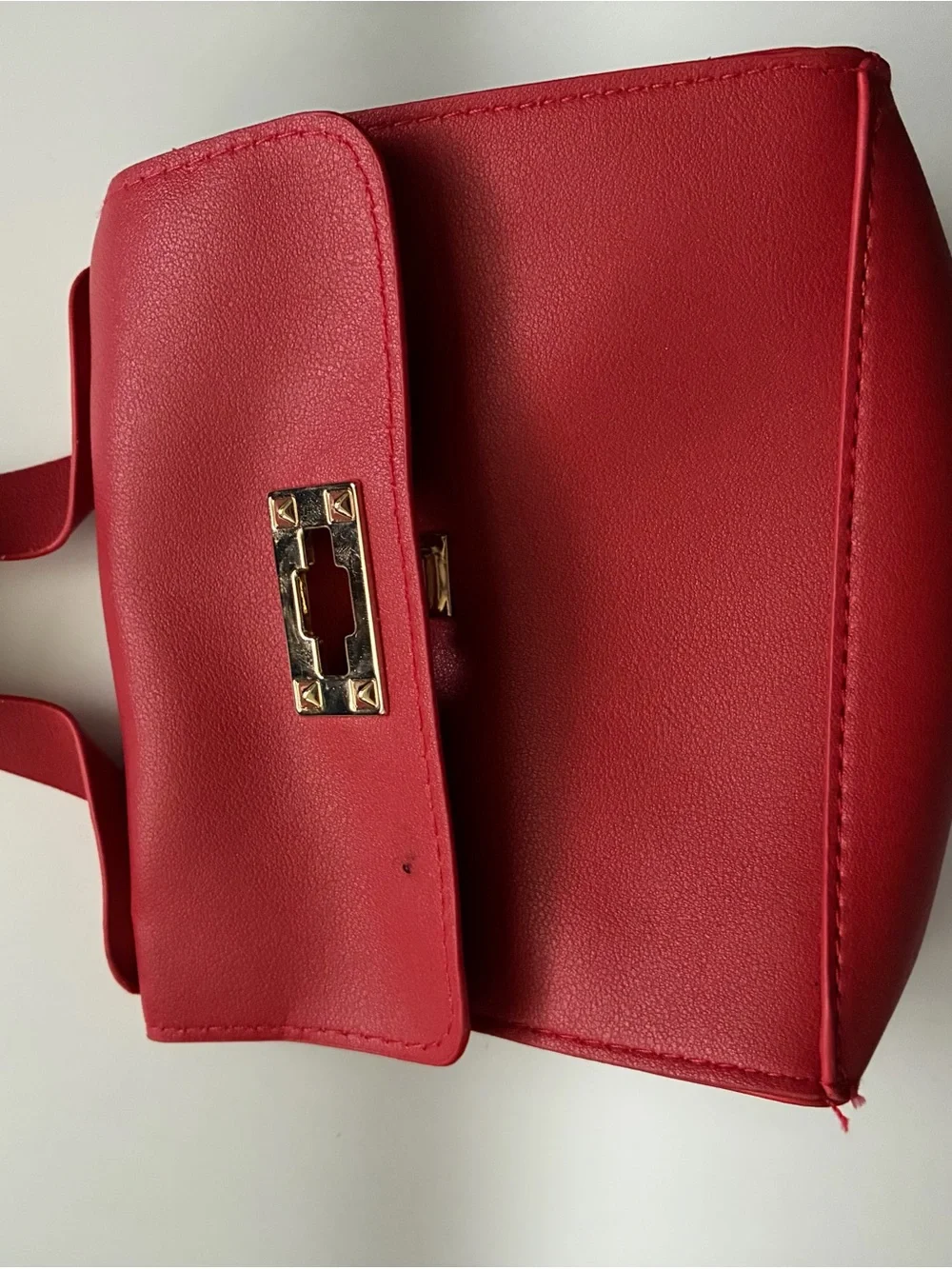 Red Women's Crossbody Bag with Gold Hardware